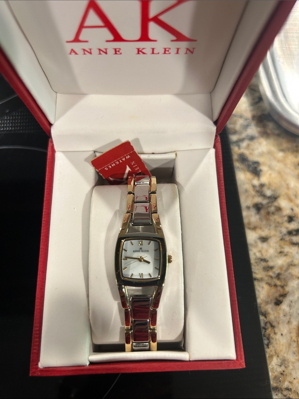 Anne Klein Two-Tone Gold and Silver Women's Bracelet Watch with White Dial
